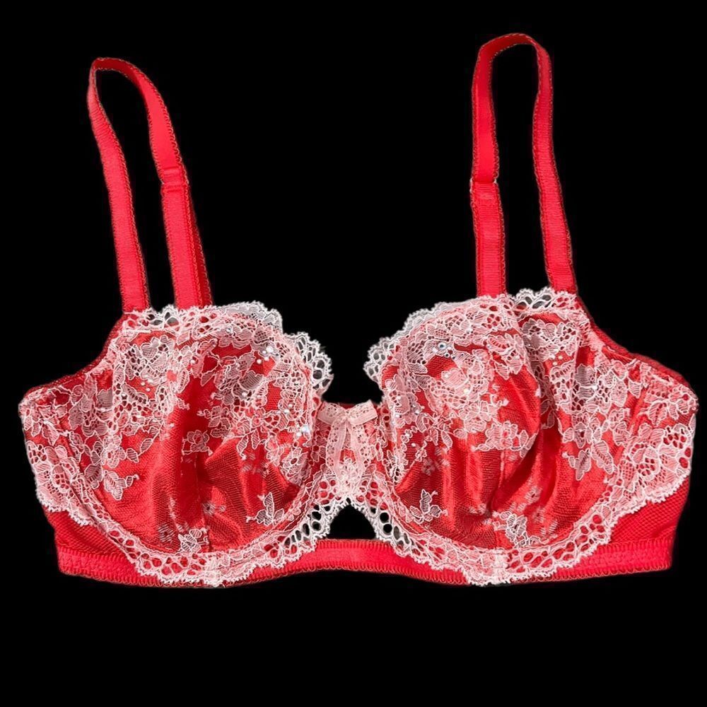 Victoria's Secret Dream Angels Unlined Rhinestone Embellished Metallic Lace Bra